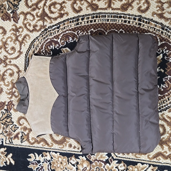 Vintage 70s Western Suede Puffy Vest Feather Down Puffer Brown Retro Cowboy 1970 - Picture 2 of 15